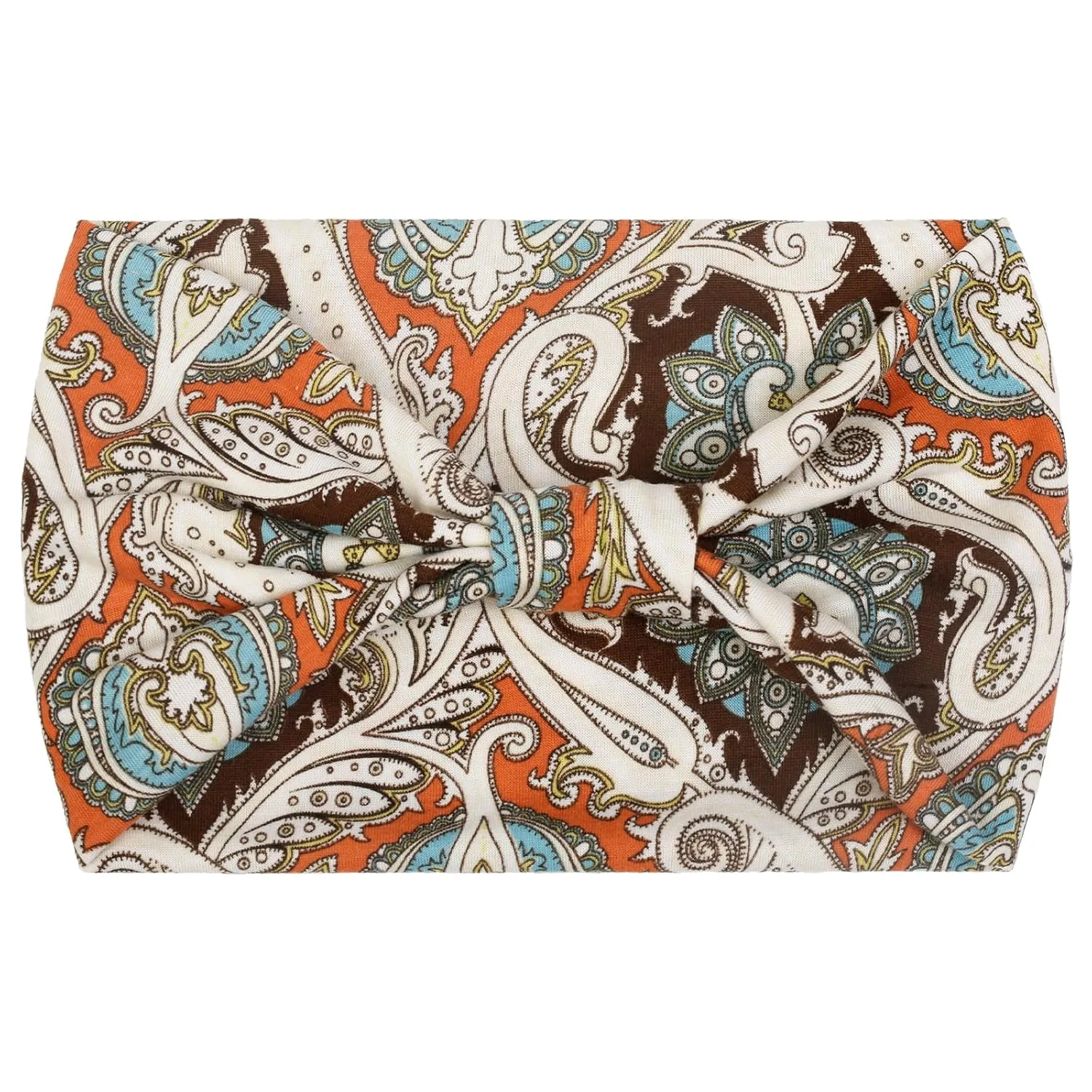 4 Packs Wide Headbands for Women Knotted Non Slip Fashion Cute Paisley Printed Head Bands for Women??s Hair Large African Bandana Boho Hairbands Yoga Running Workout Thick Turban Hair Accessories