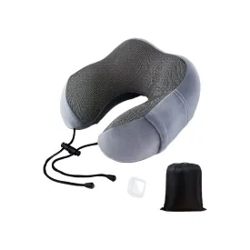 4Pcs Airplane Travel Kit With Neck Pillow,Eye Masks,Earplugs-Grey