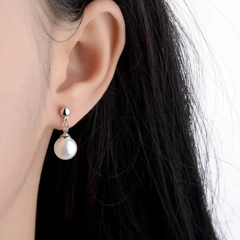 925 Sterling Silver Pearl Drop Stud Earrings for Women & Girls