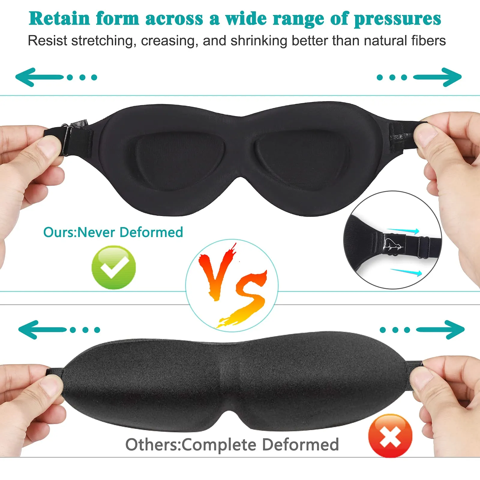 ALASKA BEAR Sleep Mask for Lash Extensions Deep and Wide Molded Eye Cups 3 D Blackout Mask for Women Protecting Long Eyelashes, Black