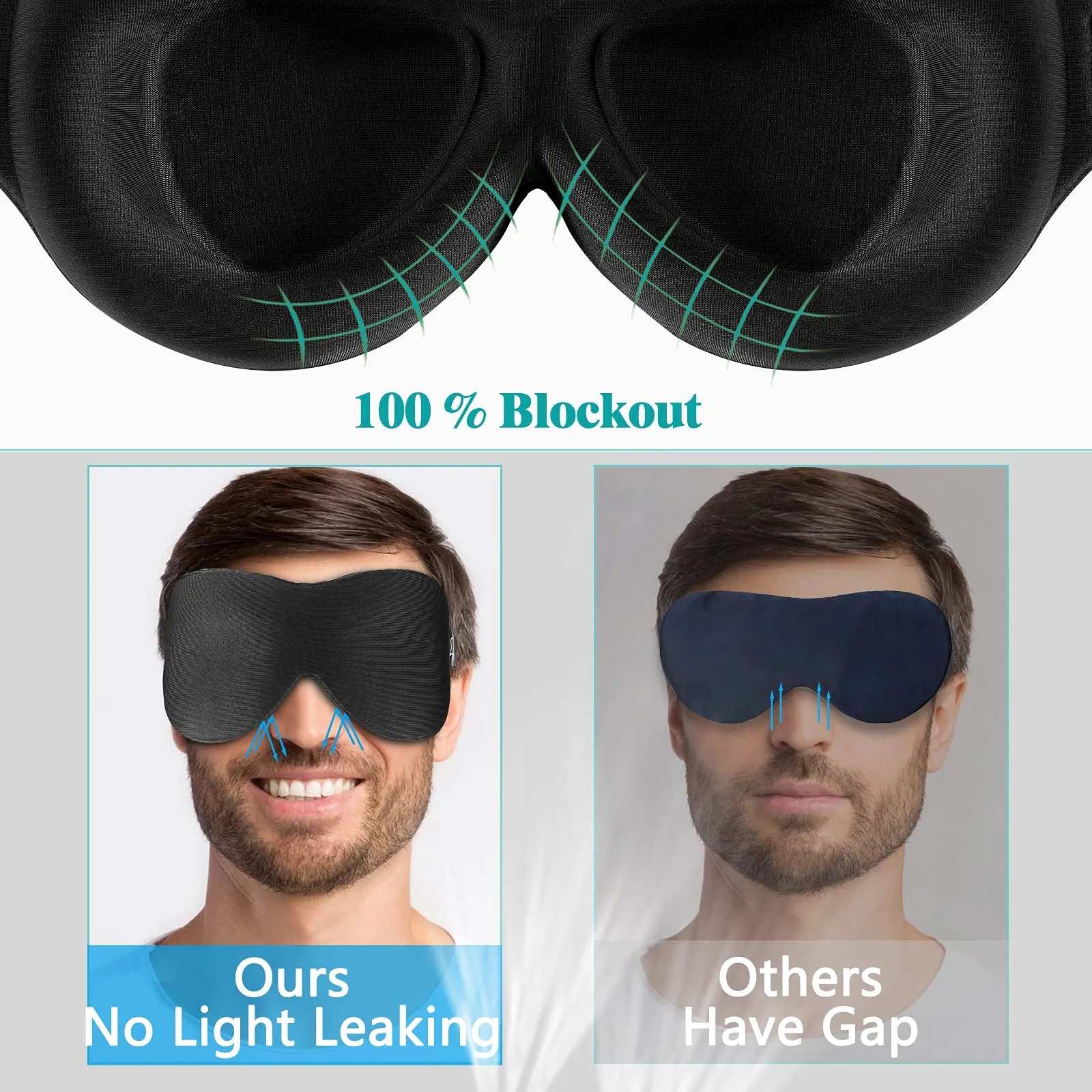 ALASKA BEAR Sleep Mask for Lash Extensions Deep and Wide Molded Eye Cups 3 D Blackout Mask for Women Protecting Long Eyelashes, Black