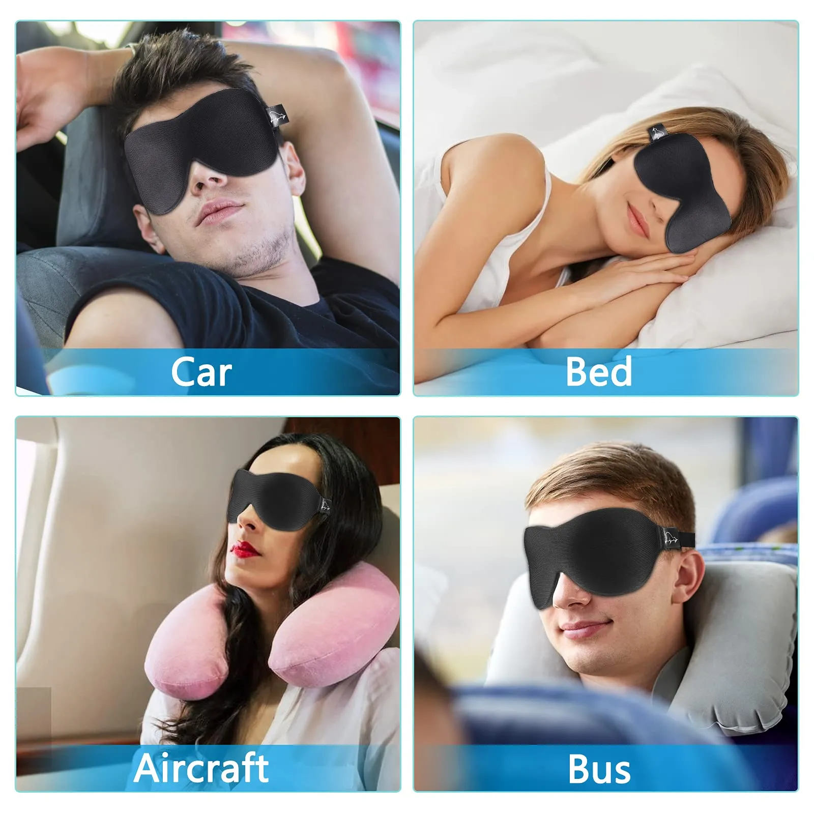 ALASKA BEAR Sleep Mask for Lash Extensions Deep and Wide Molded Eye Cups 3 D Blackout Mask for Women Protecting Long Eyelashes, Black