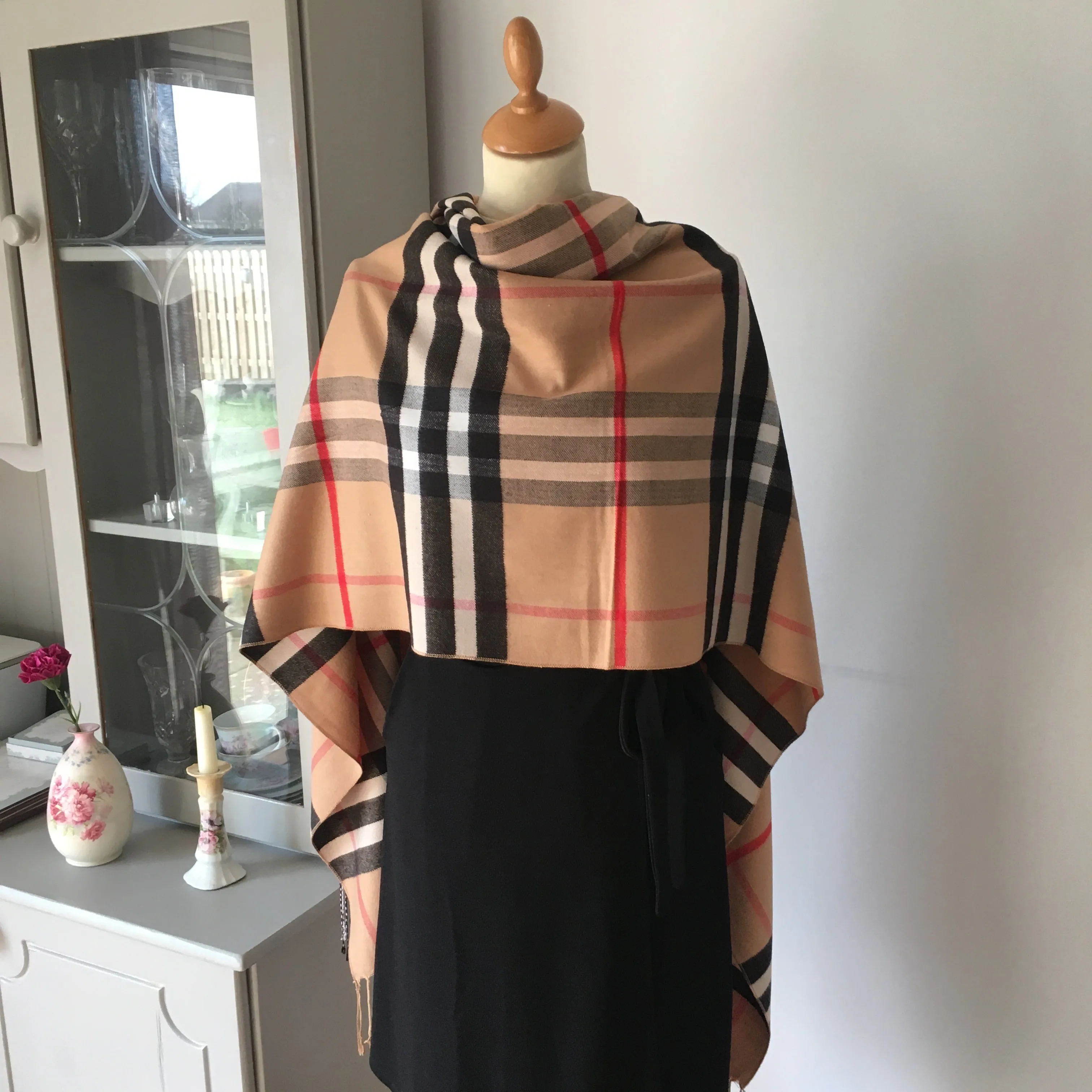 Beige Check Scarf