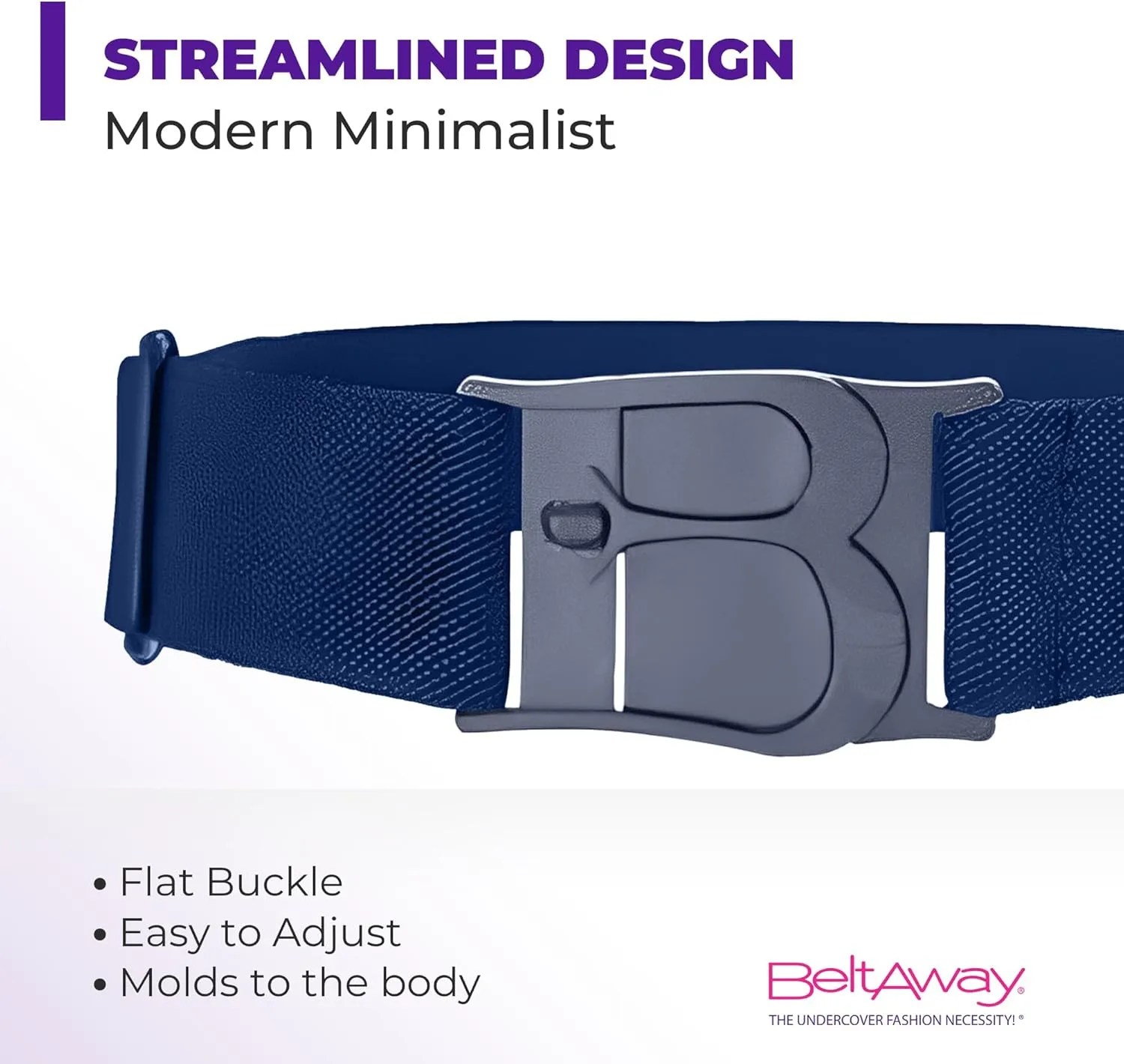 BELTAWAY Easily Adjustable No Show Women Stretch Belt Invisible Elastic Belt with Flat Buckle for Jeans Pants Dresses