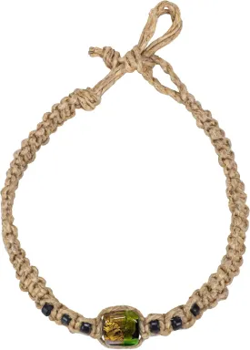 BlueRica Large Hemp Choker Necklace with Glass Bead