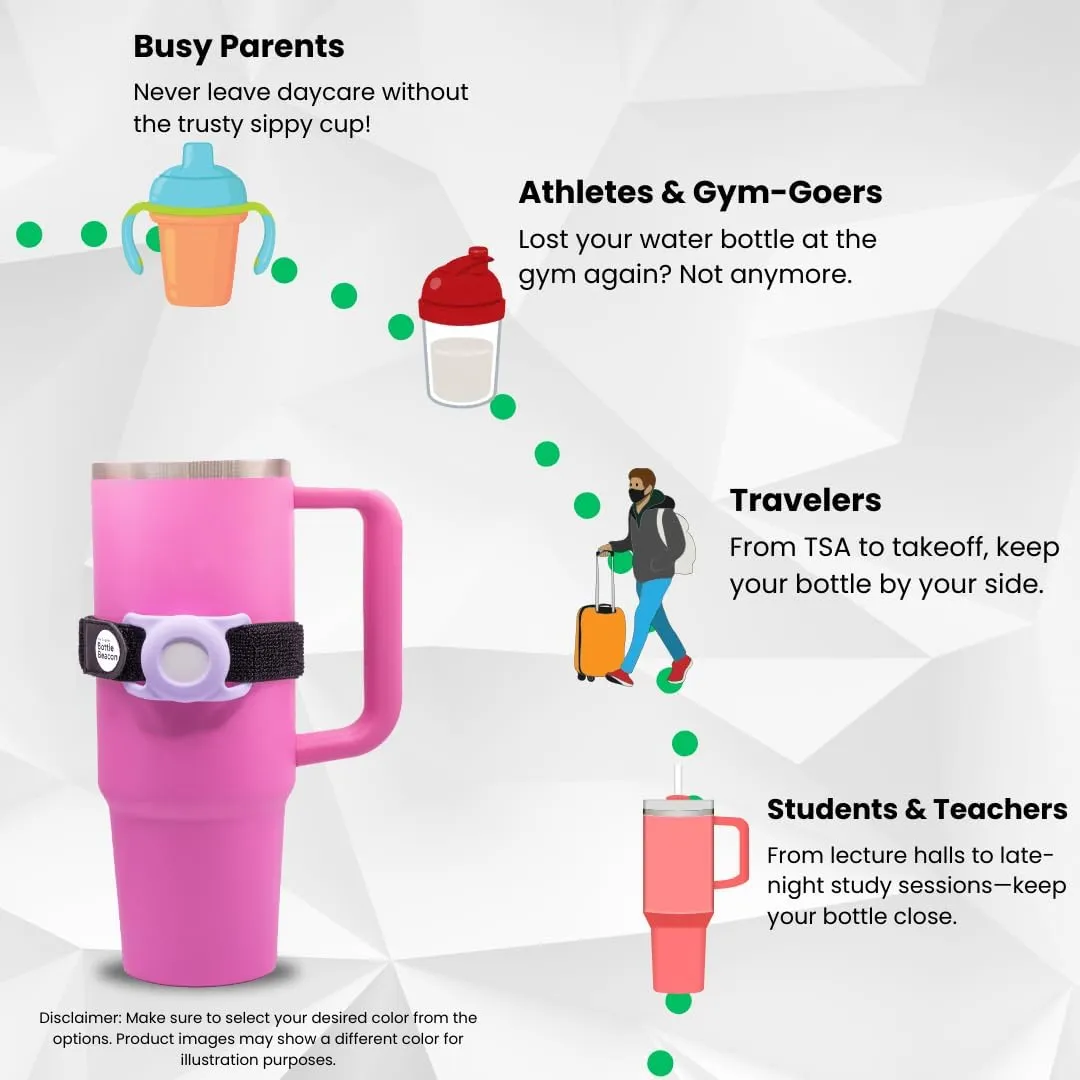 Bottle Beacon Tracker Strap  Fits Stanley, Hydro Flask, Yeti & Nalgene | Durable Velcro Holder (Beige)