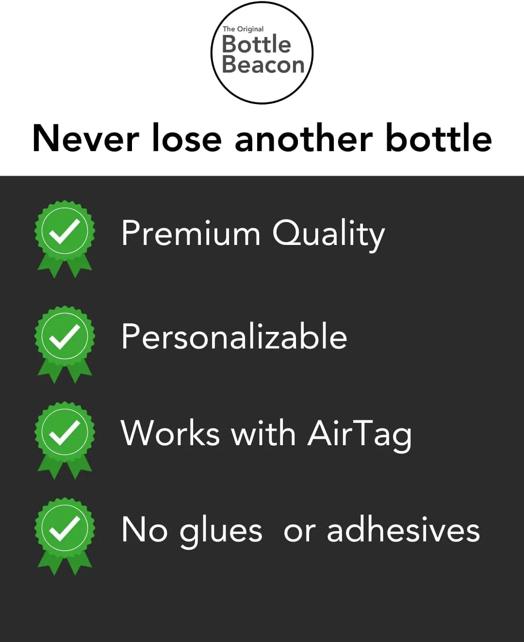 Bottle Beacon Tracker Strap  Fits Stanley, Hydro Flask, Yeti & Nalgene | Durable Velcro Holder (Beige)