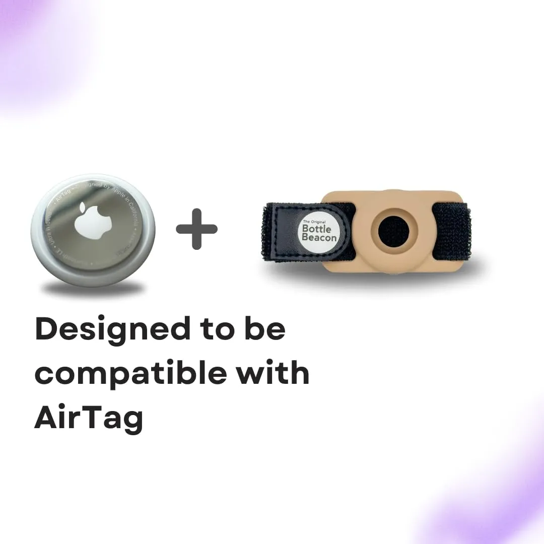 Bottle Beacon Tracker Strap  Fits Stanley, Hydro Flask, Yeti & Nalgene | Durable Velcro Holder (Beige)