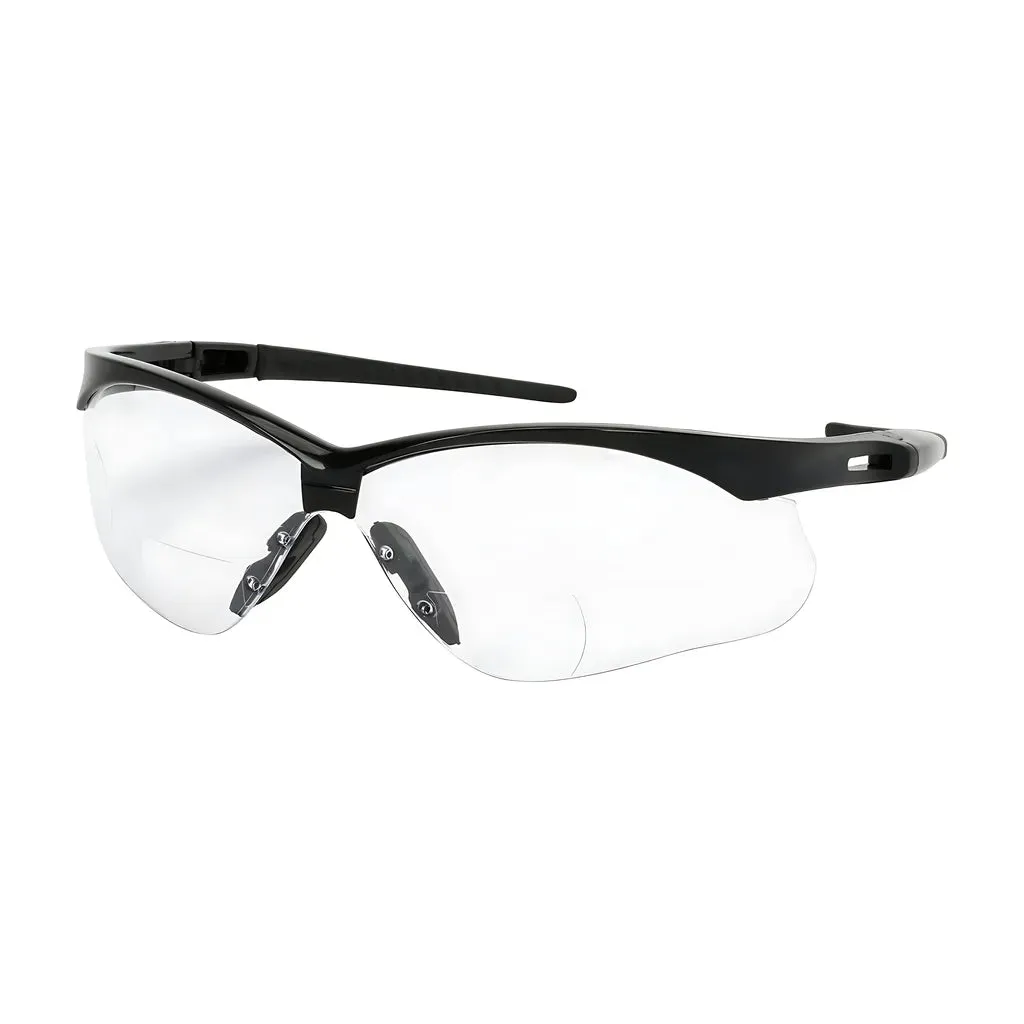 Bouton Optical 250-AN-11120 Semi-Rimless Safety Readers with Black Frame, Clear Lens and Anti-Scratch / Anti-Fog Coating -  2.00 Diopter