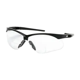 Bouton Optical 250-AN-11120 Semi-Rimless Safety Readers with Black Frame, Clear Lens and Anti-Scratch / Anti-Fog Coating -  2.00 Diopter
