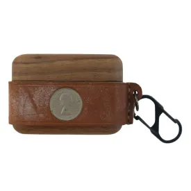 Brown Spotted Wood Leather AirPods Pro Case with Strap Leather 1,2 AirPods Case Airpod Case Cover