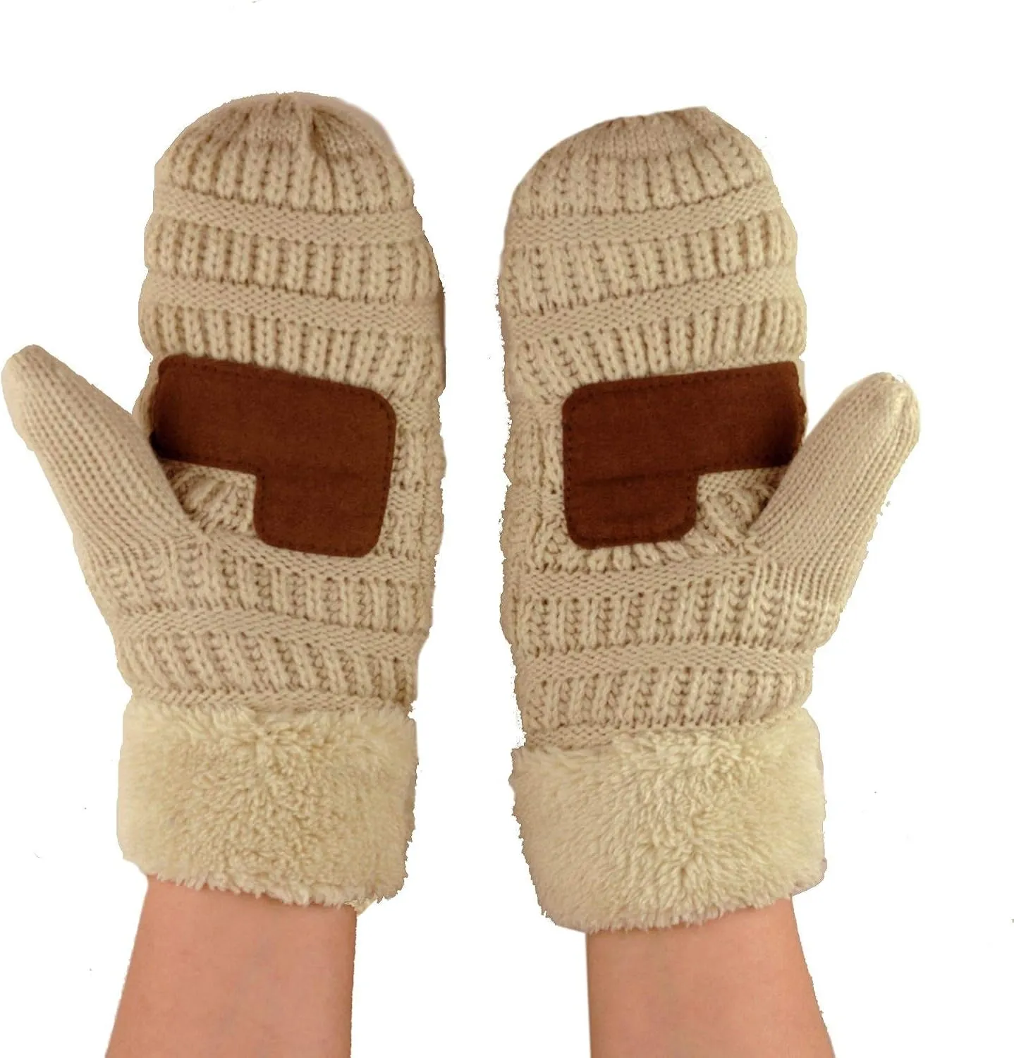 C.C Unisex Winter Warm Inner Fuzzy Lined Anti-Slip Cuff Mittens