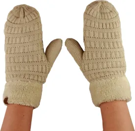 C.C Unisex Winter Warm Inner Fuzzy Lined Anti-Slip Cuff Mittens