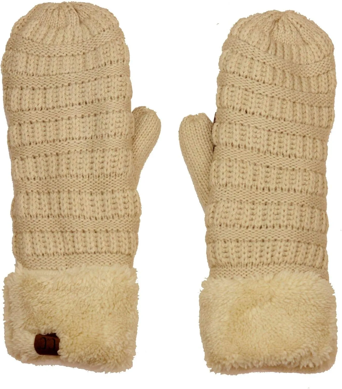 C.C Unisex Winter Warm Inner Fuzzy Lined Anti-Slip Cuff Mittens