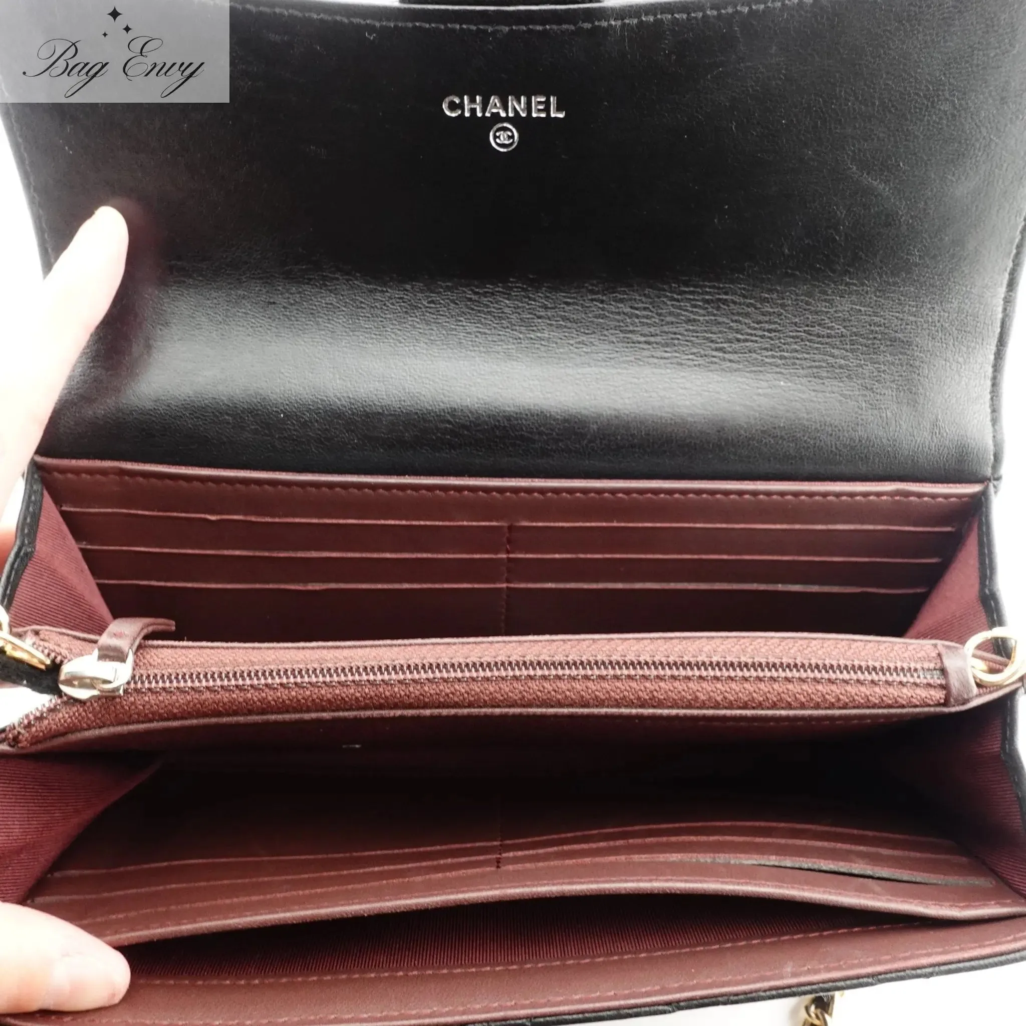 CHANEL Lambskin Classic Flap Gusseted Wallet on Adjustable Chain