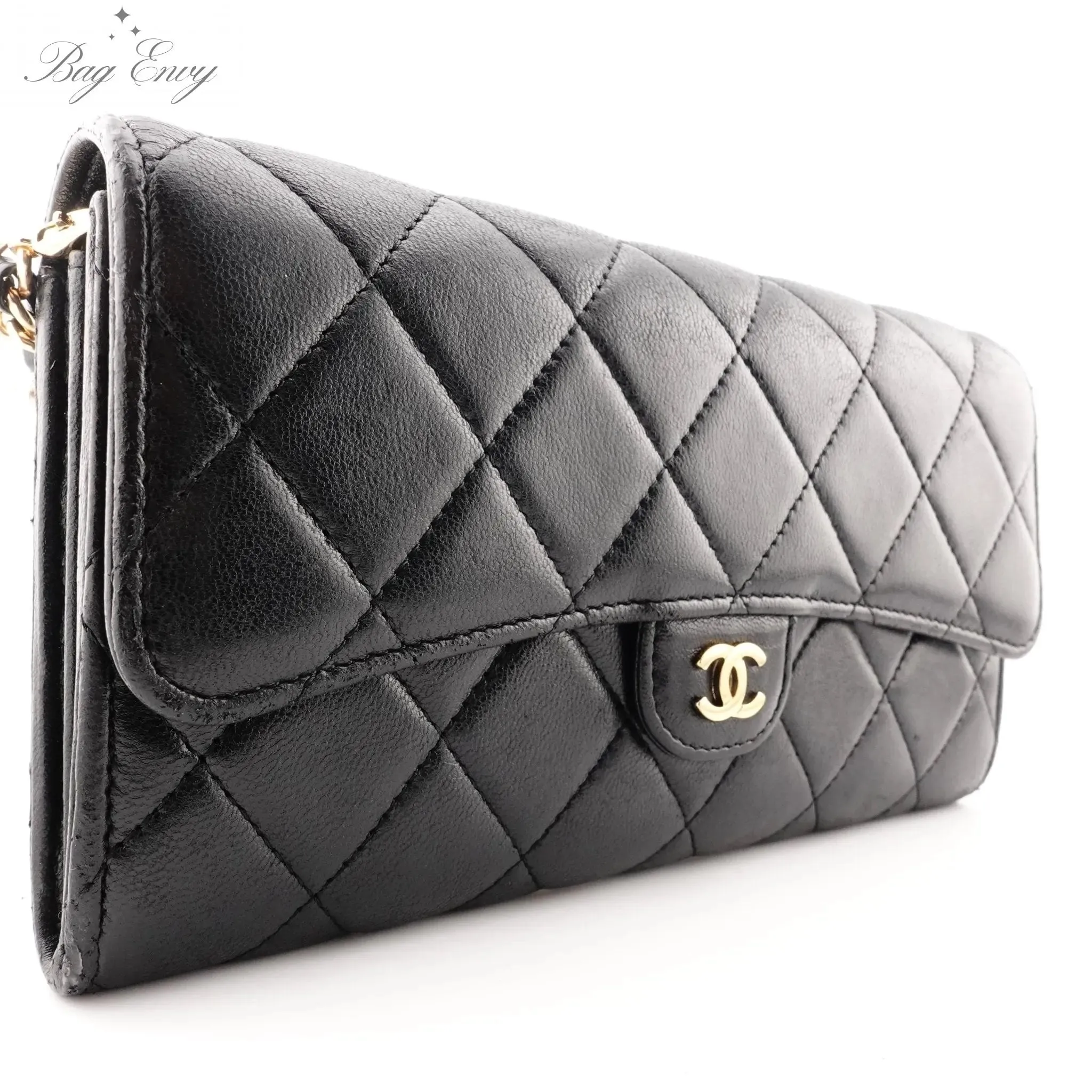 CHANEL Lambskin Classic Flap Gusseted Wallet on Adjustable Chain
