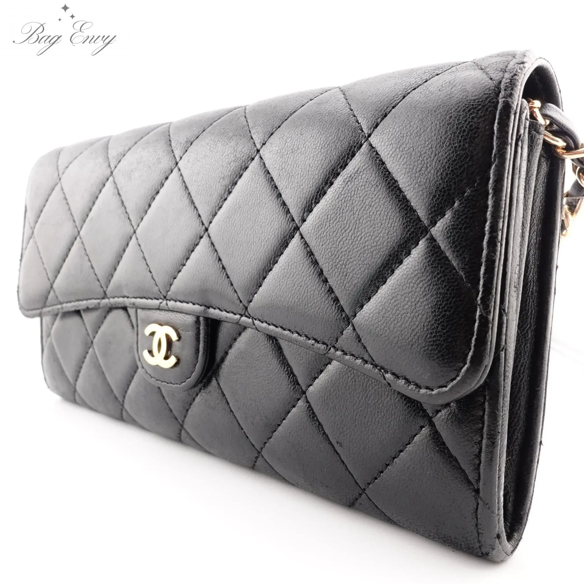 CHANEL Lambskin Classic Flap Gusseted Wallet on Adjustable Chain