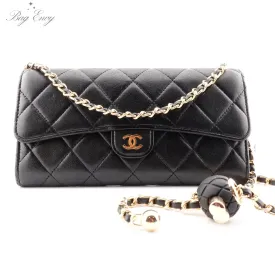 CHANEL Lambskin Classic Flap Gusseted Wallet on Adjustable Chain
