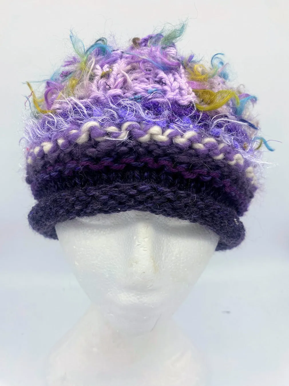 CHUNKY CLASSIC BEANIE - Multi Purple- medium/small