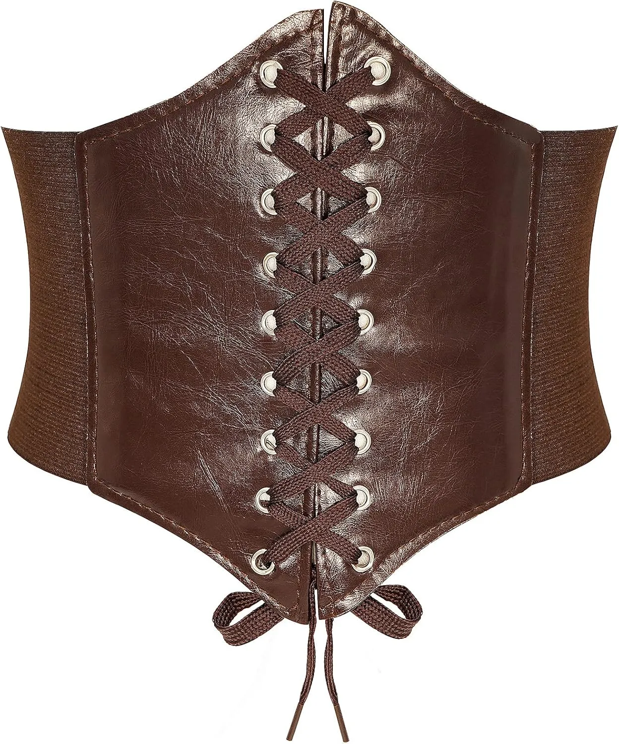 Corset Waist Belt for Women Lace-up Wide Leather Belts Elastic Tied Waspie Waist Cinchers for Dress