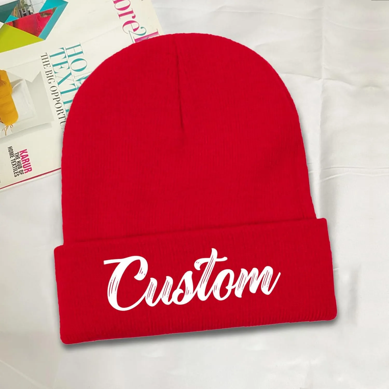 Custom Beanie Hat Personalized Winter Knitted Hat Add Design Your Own Text/Logo/Image Beanie