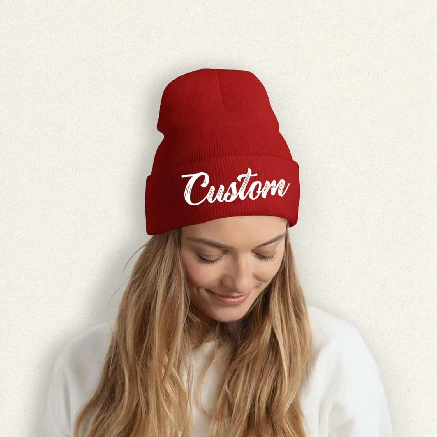 Custom Beanie Hat Personalized Winter Knitted Hat Add Design Your Own Text/Logo/Image Beanie