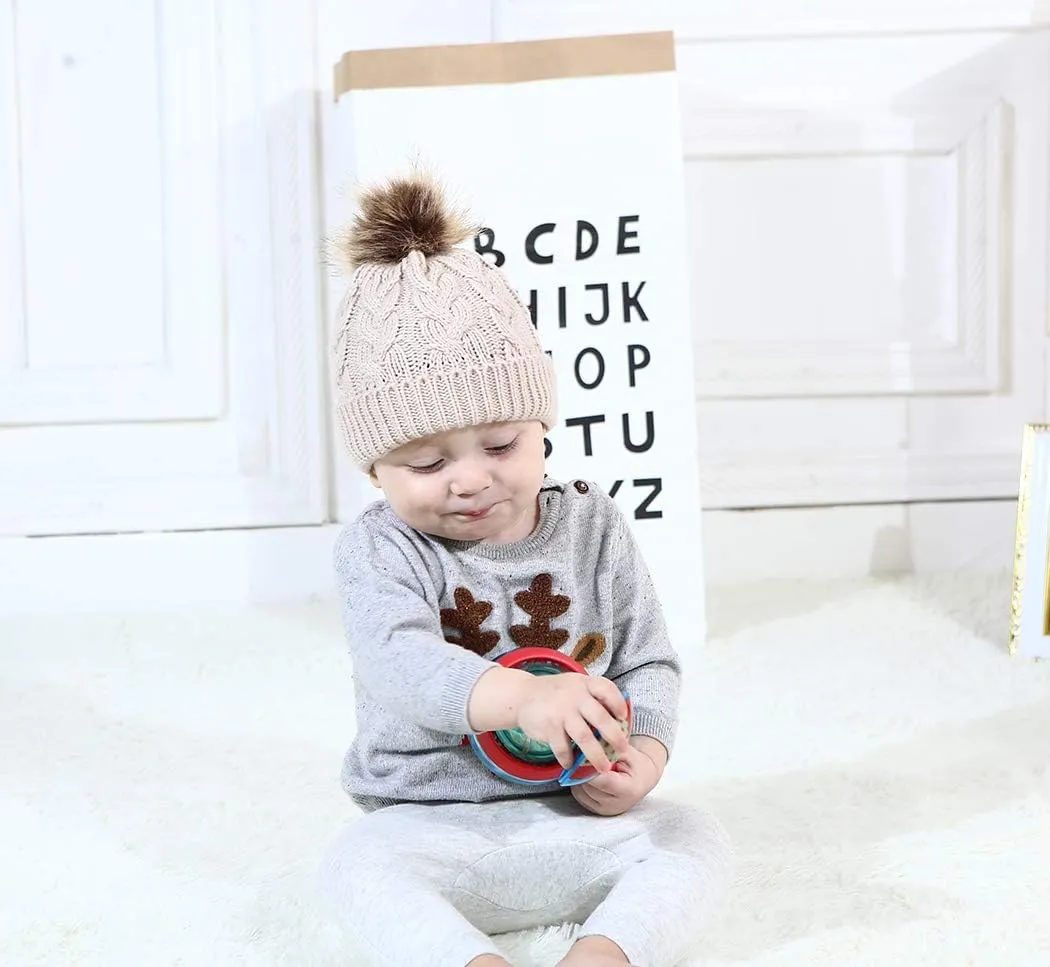 DANMY Baby Beanie Hat, Infant Newborn Toddler Winter Warm Knit Cap for Little Boys Girls, Winter Warm Hat