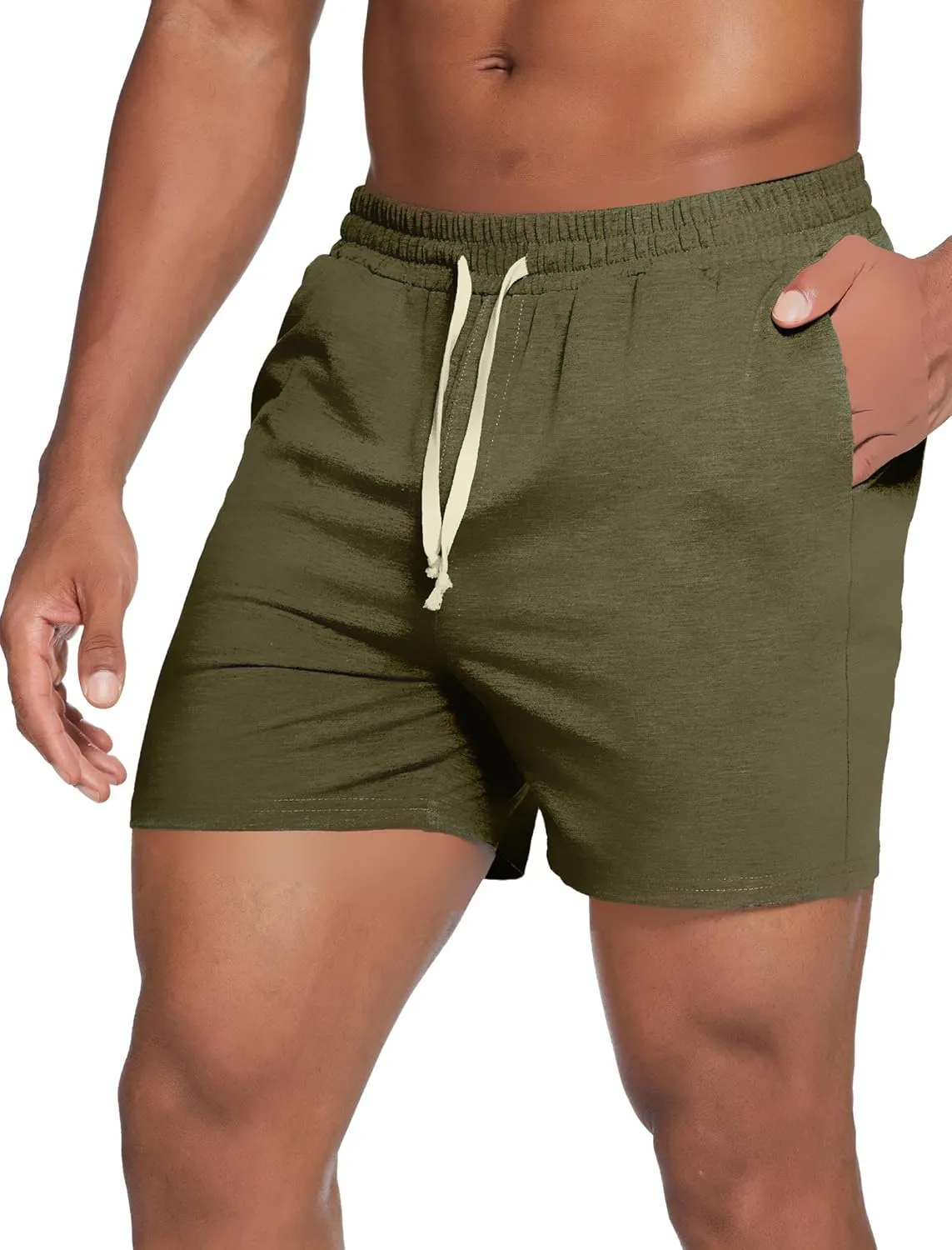 Deyeek 5.5 Inch Mens Pajama Shorts Sleep Cotton Lounge PJ Lightweight Elastic Waist Drawstring Nightwear Bottom with Pockets
