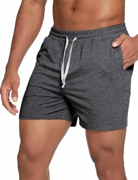 Deyeek 5.5 Inch Mens Pajama Shorts Sleep Cotton Lounge PJ Lightweight Elastic Waist Drawstring Nightwear Bottom with Pockets