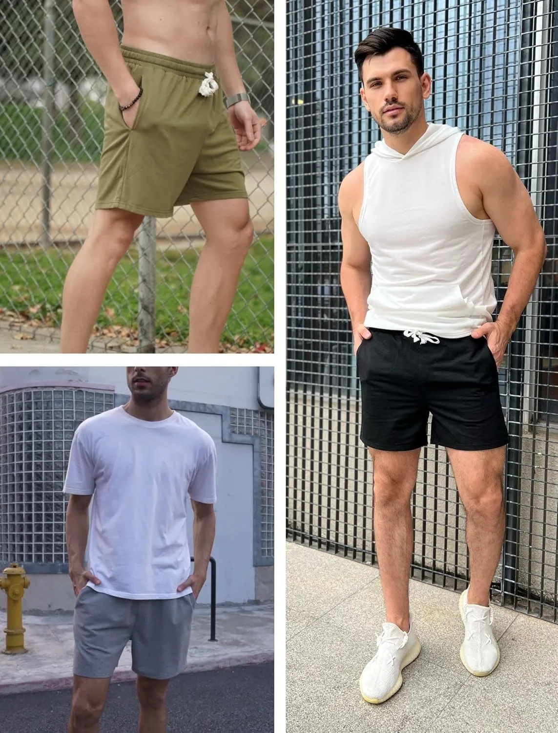 Deyeek 5.5 Inch Mens Pajama Shorts Sleep Cotton Lounge PJ Lightweight Elastic Waist Drawstring Nightwear Bottom with Pockets