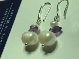 Earrings: Amethyst and Pearl drop