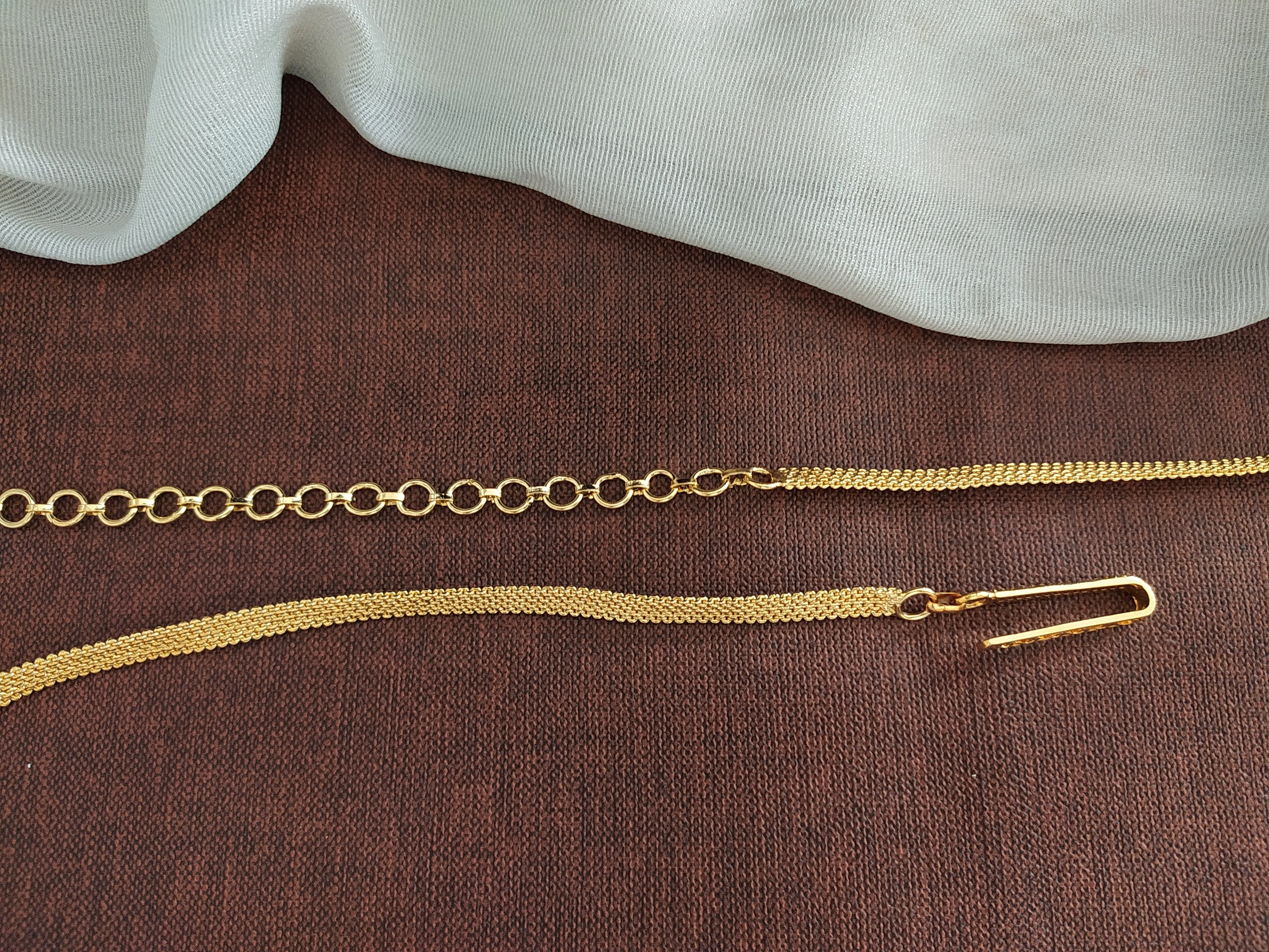Embrace Duality With Gold-Plated Zircon Hip Chain with Ruby & Green Elegance
