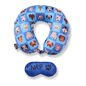 Eye Mask Memory Foam Travel Neck Pillow - Dog Nap