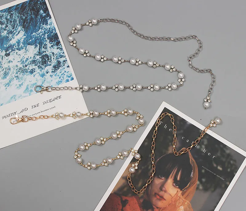 Fashion Women Metal Chain Rhinestone Double Waist Chain With Dress Accessories Belt Decoration Belt