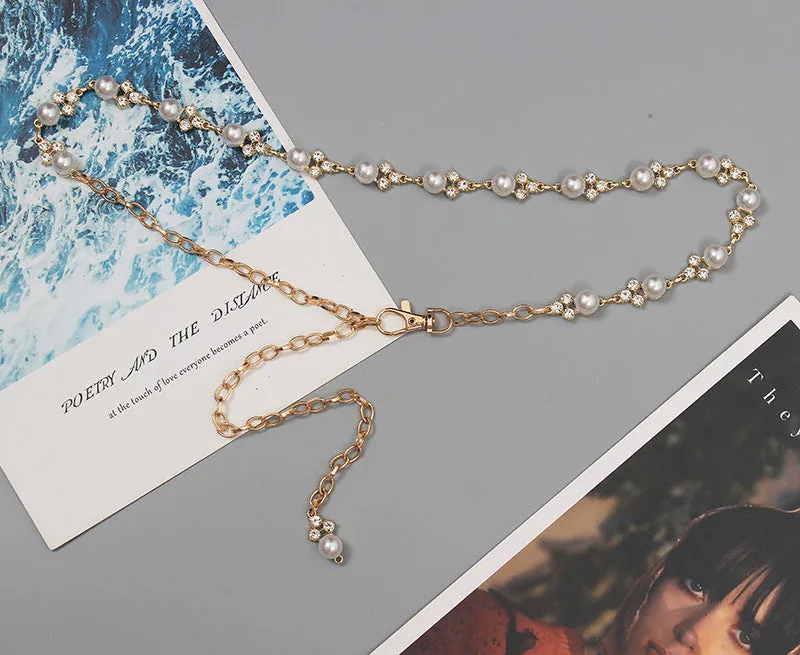 Fashion Women Metal Chain Rhinestone Double Waist Chain With Dress Accessories Belt Decoration Belt