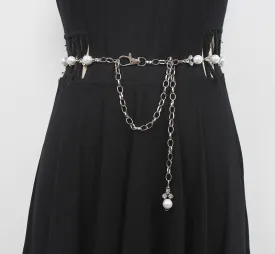 Fashion Women Metal Chain Rhinestone Double Waist Chain With Dress Accessories Belt Decoration Belt
