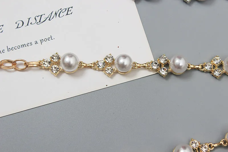 Fashion Women Metal Chain Rhinestone Double Waist Chain With Dress Accessories Belt Decoration Belt