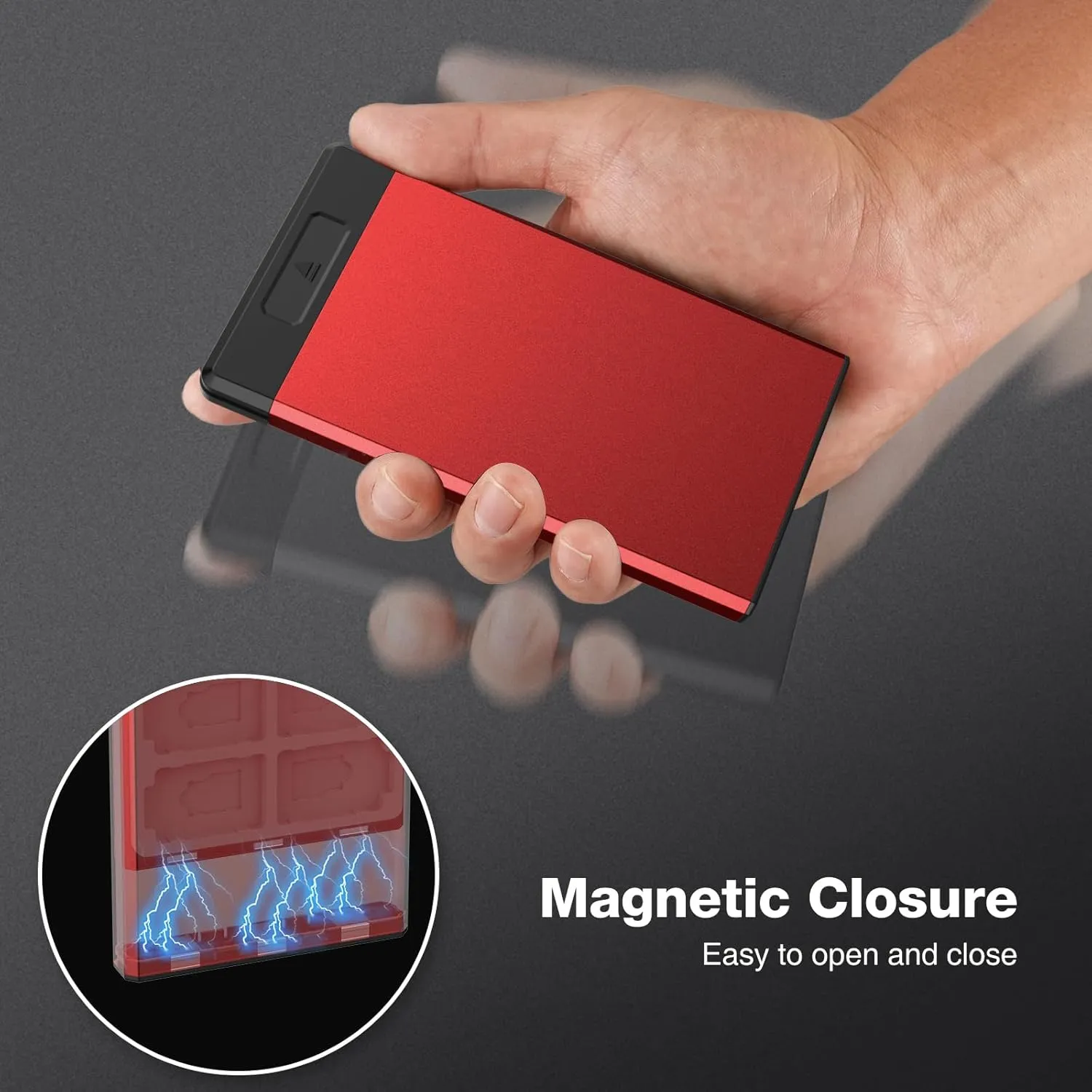 HEIYING Switch Game Card Case for Nintendo Switch 2 2025 / OLED / Lite Games Cards, Metal Game Storage Holder with 20 Games Card Slots and 20 Micro SD Cards Slots