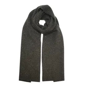 Herringbone donegal knitted Cashmere Scarf Kembla Grey Blue
