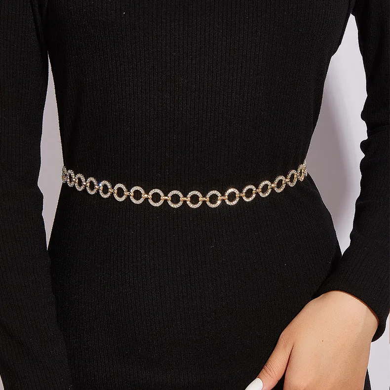 KalonBd rhinestone waist chain belt