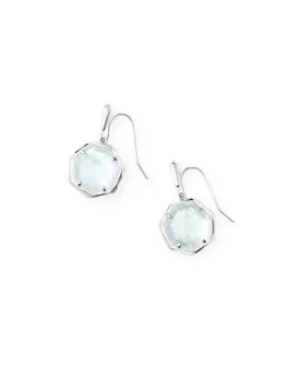 Kendra Scott Cynthia Bright Silver Drop Earrings In Ivory Mother-Of-Pearl