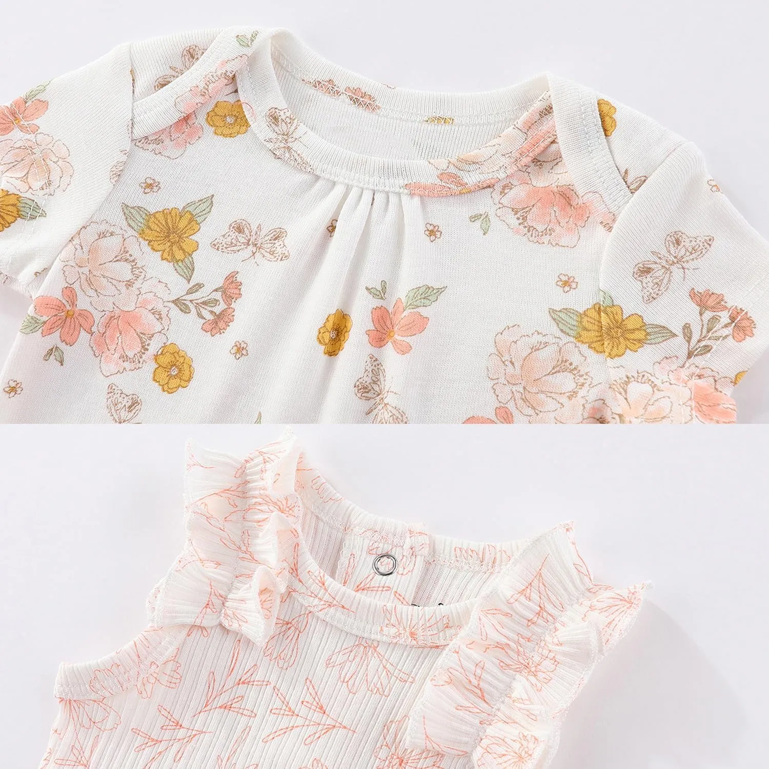 Kiddiezoom Newborn Baby Bodysuit Short-Sleeve Rompar Clothing Set 5-Piece