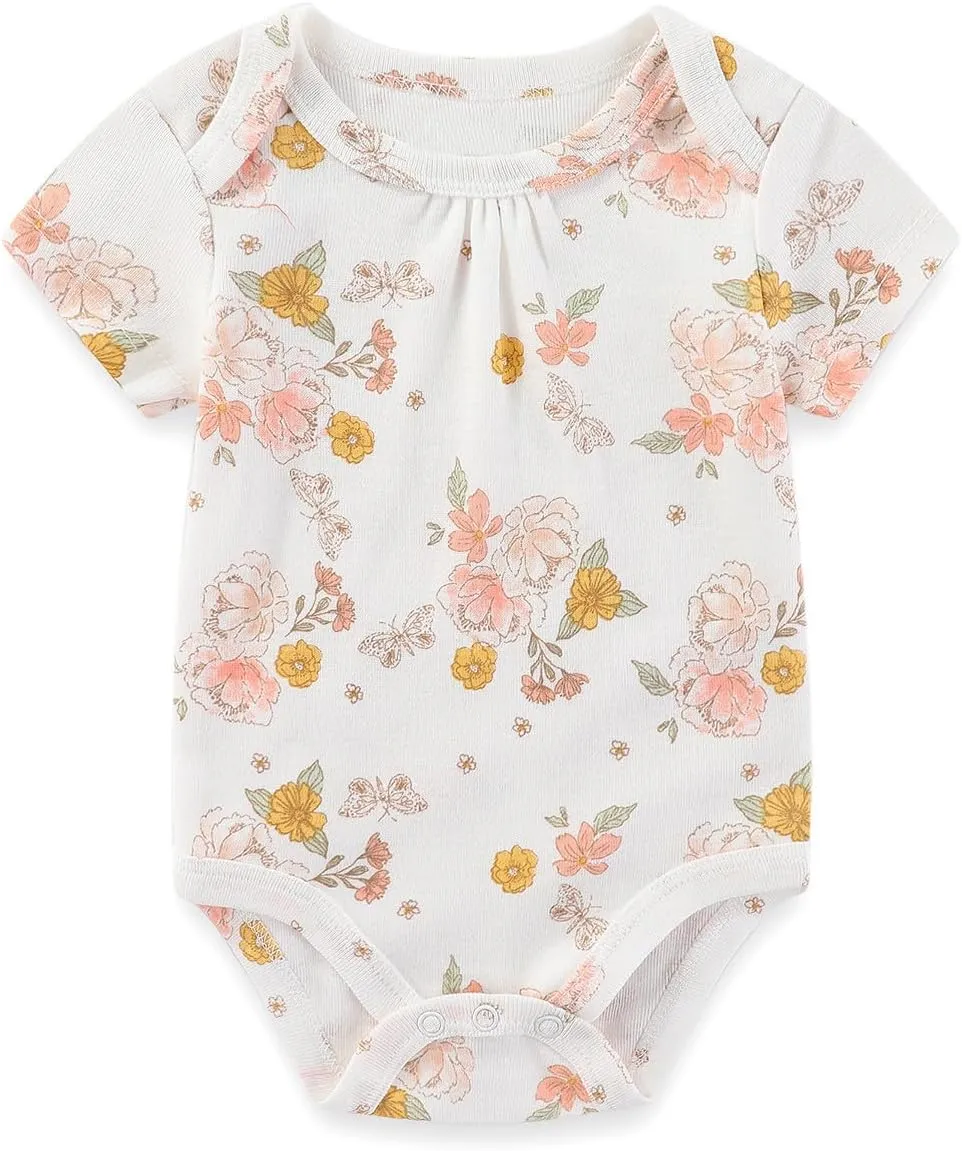 Kiddiezoom Newborn Baby Bodysuit Short-Sleeve Rompar Clothing Set 5-Piece