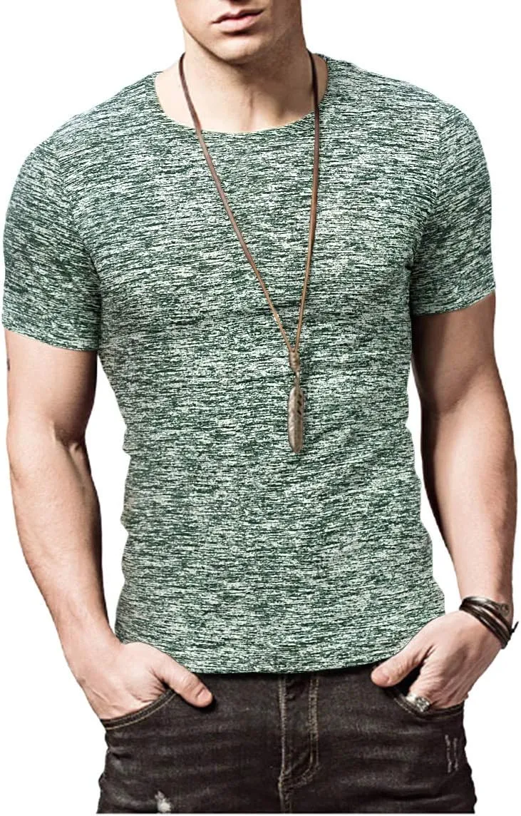 KUYIGO Mens Active T Shirts Sports Running Shirt Gym Workout Quick Dry Crew Neck Printing Tee Tops