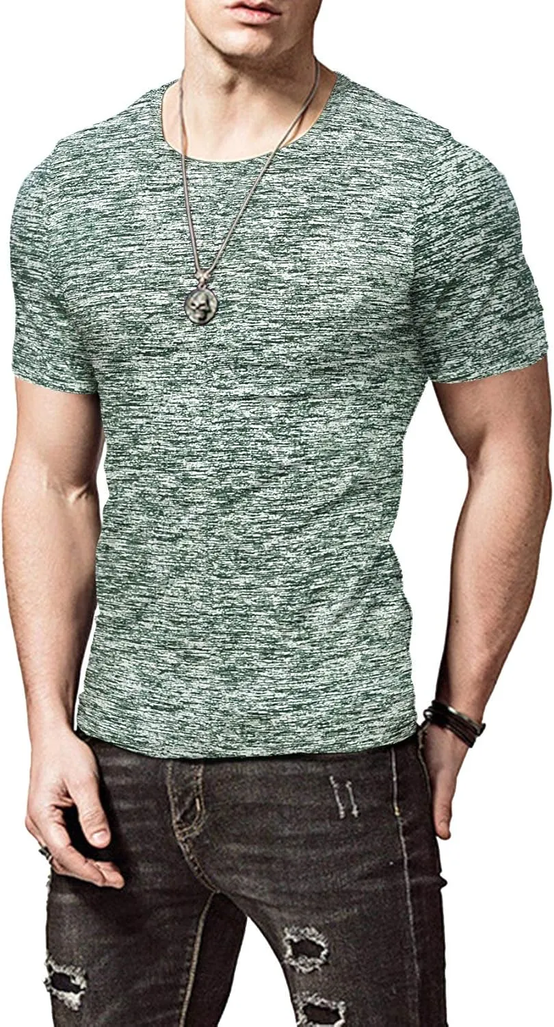 KUYIGO Mens Active T Shirts Sports Running Shirt Gym Workout Quick Dry Crew Neck Printing Tee Tops