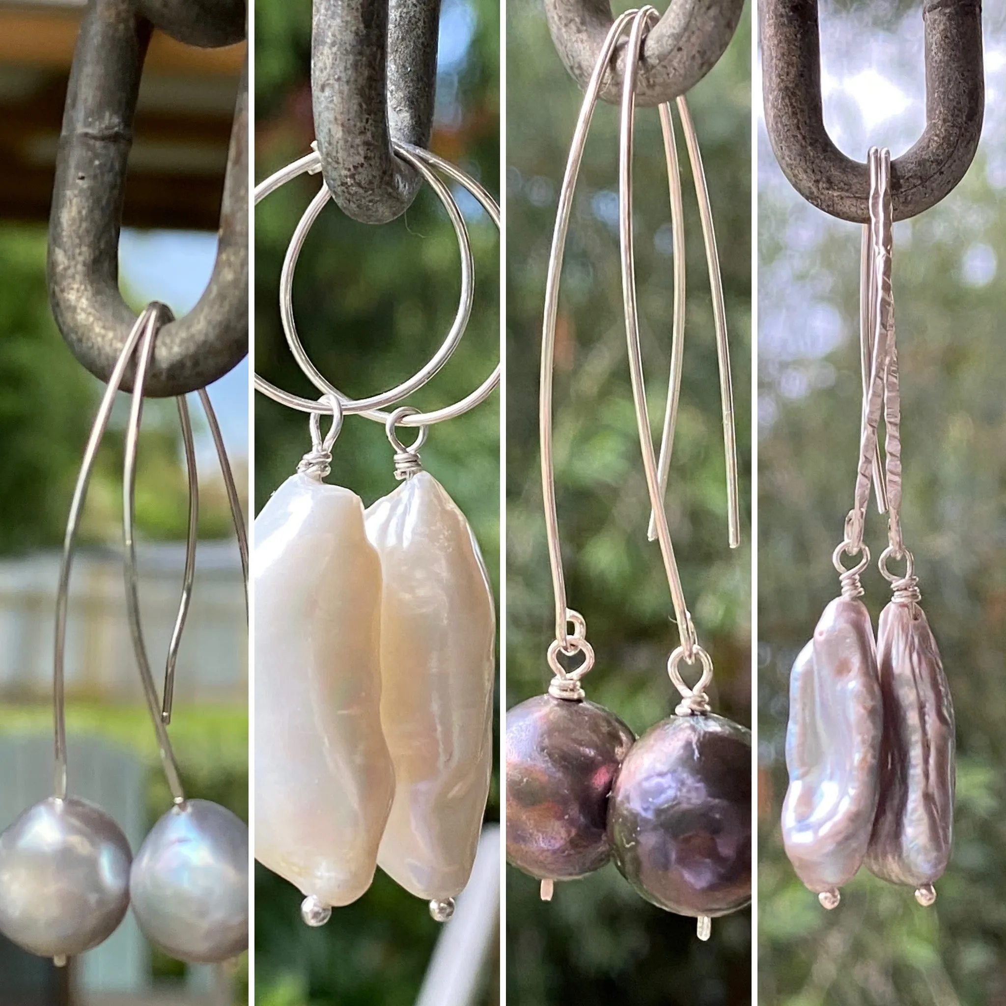 Large Black Edison Pearl Drop Earrings