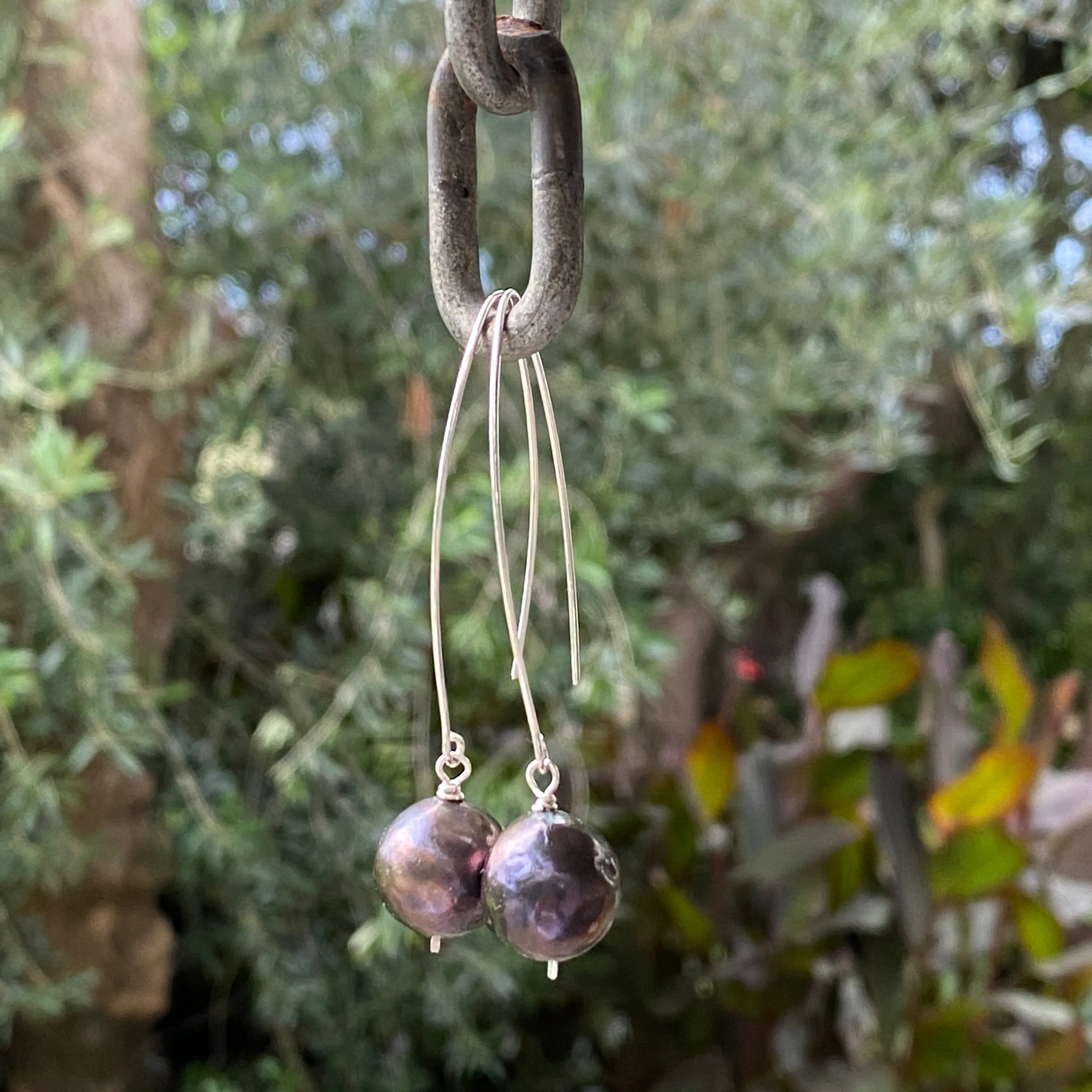 Large Black Edison Pearl Drop Earrings