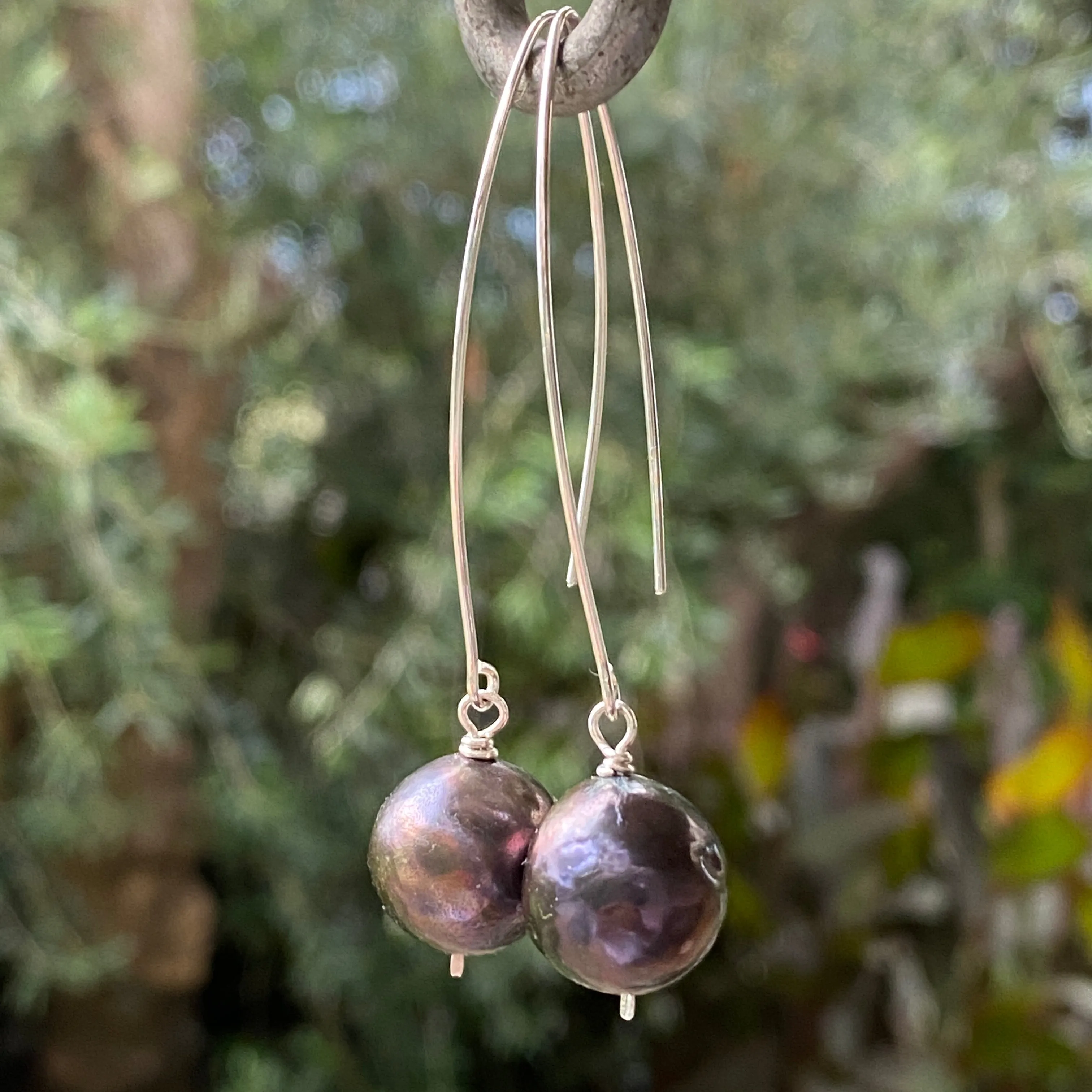Large Black Edison Pearl Drop Earrings