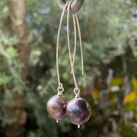 Large Black Edison Pearl Drop Earrings