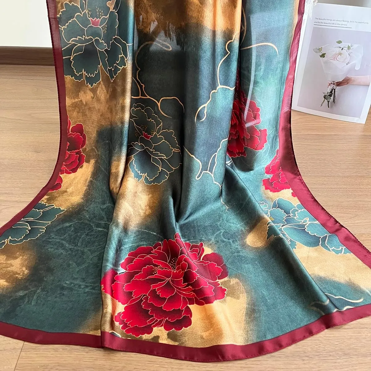 Long Silk Like Scarf Lightweight Satin Scarves Large Sunscreen Shawl Wrap for Women